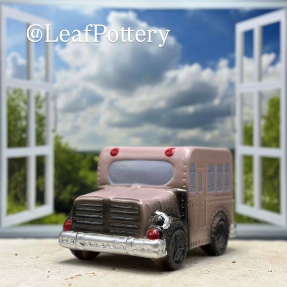 School Bus Purple Ceramic Planter without Drainage hole - Picture 4 of 8